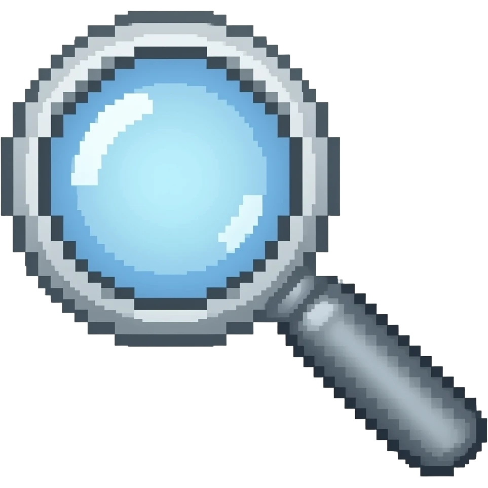 une loupe pixel art emoji