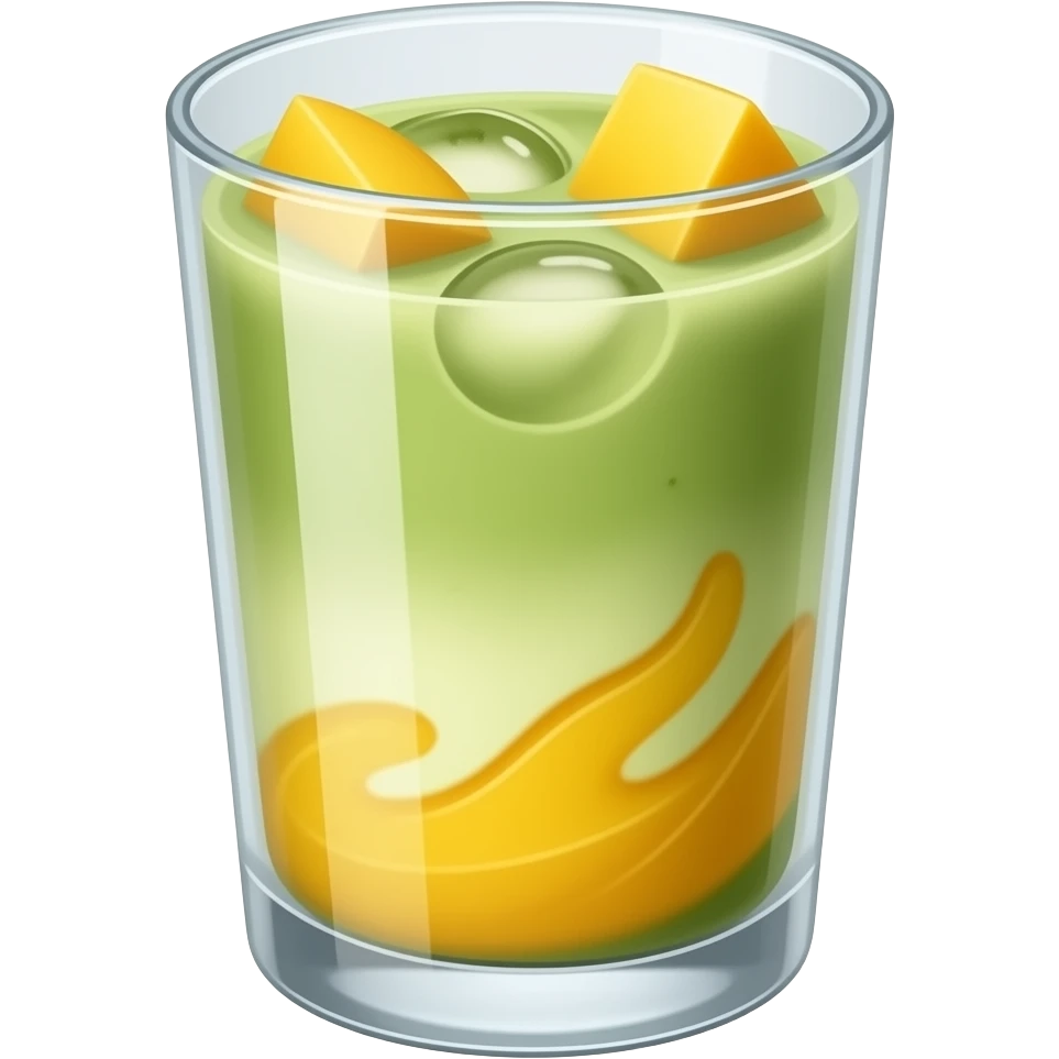 Iced matcha with mango puree emoji