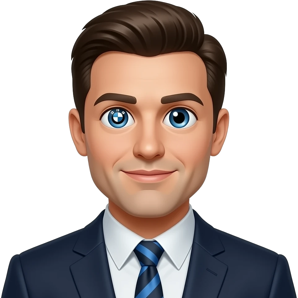 Man Smiley with BMW logo as eyeballs emoji