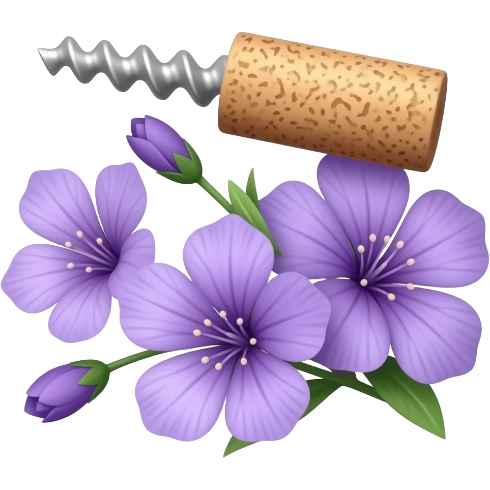 Sharp cork Screw with violet flowers emoji