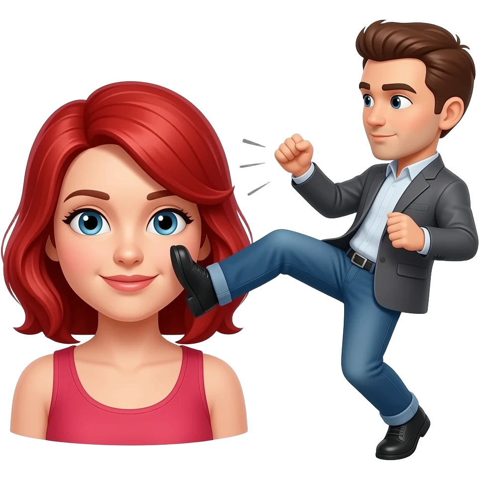 Kicking a redhead emoji