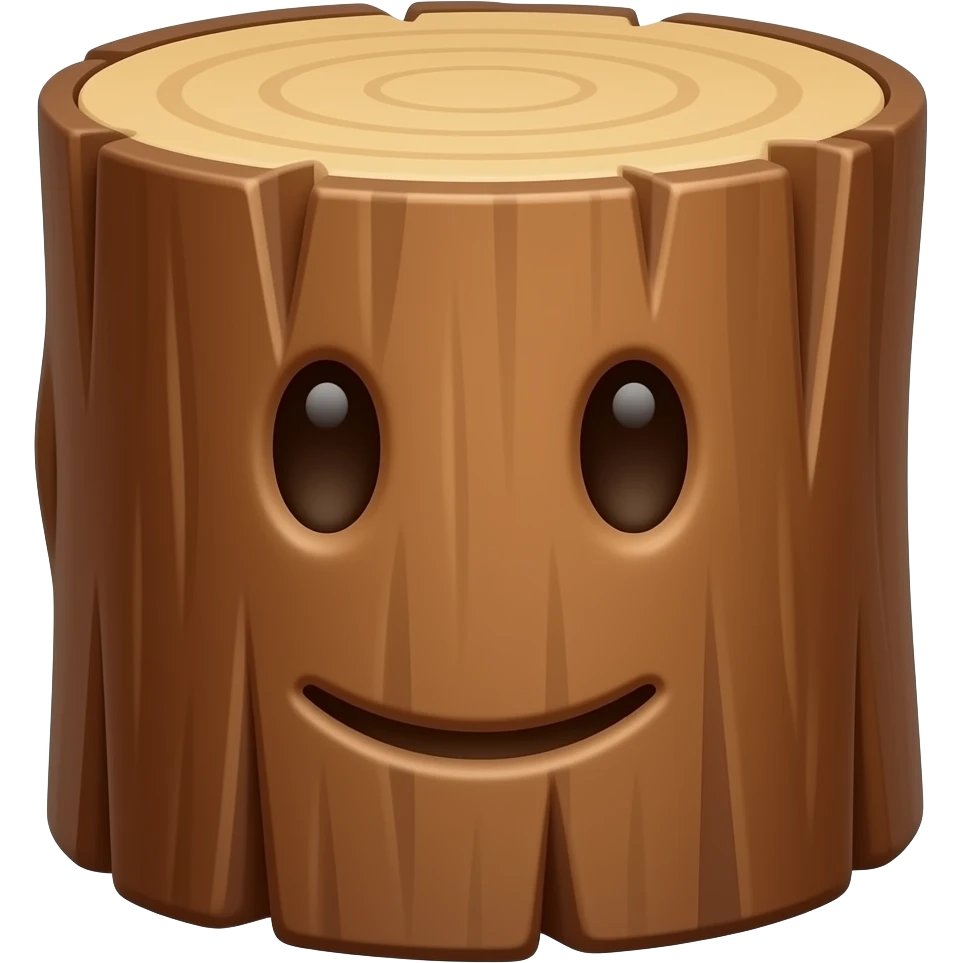 make a wood log with a face emoji