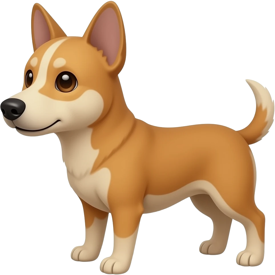 small dog, light brown, pointy ears, medium snout, portrait emoji