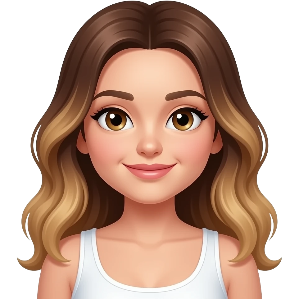 Bunette balayage long hair, curvy girl on sunbed Sunbed emoji