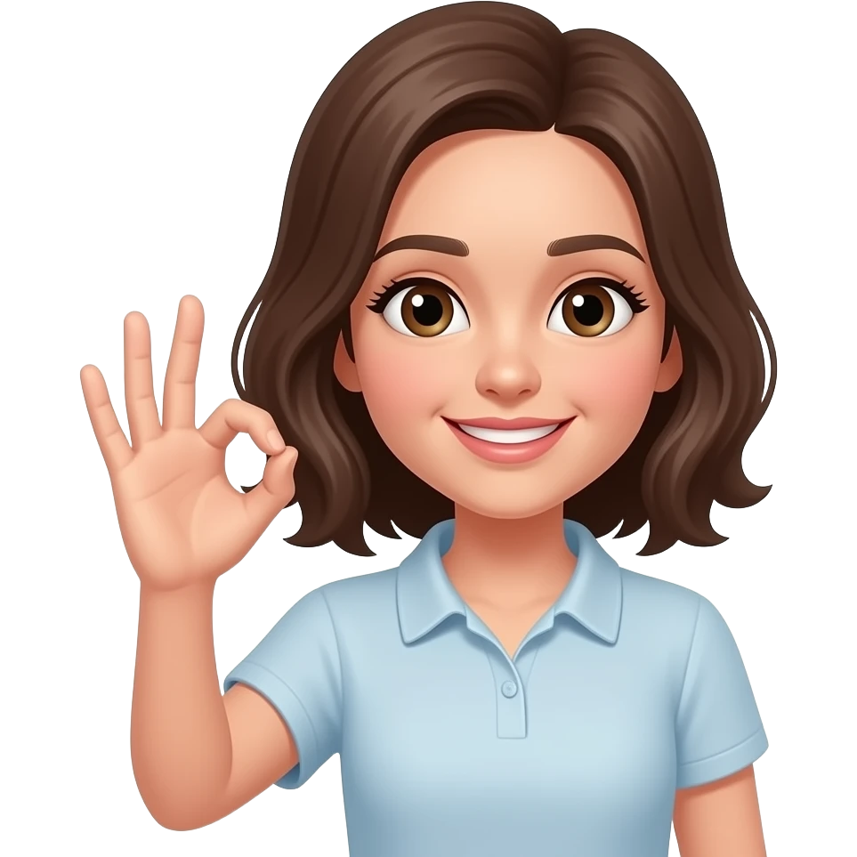 Девушка показывает жест Окей emoji
