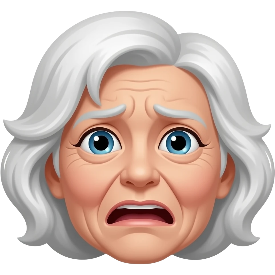 A frightened, white-haired grandmother emoji