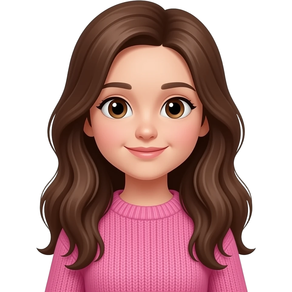 kid girl long brown hair pink sweater emoji