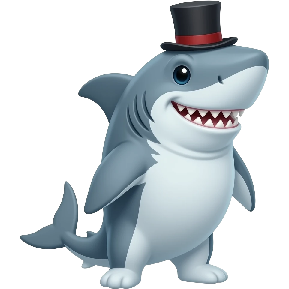 Shark with a top hat emoji