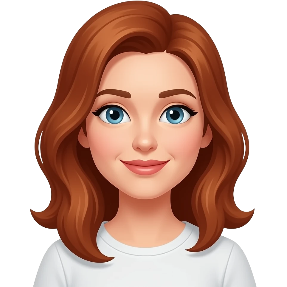 Mujer de cabello cobrizo con cara de estar enamorada emoji