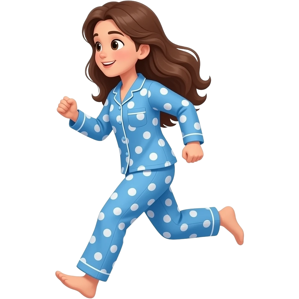 teen girl long hair in pjs running left full body emoji