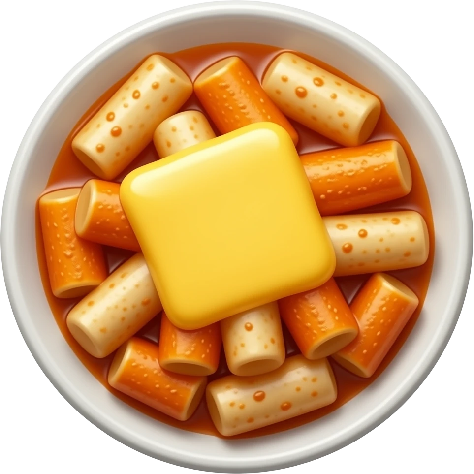 korean tteokbokki with melted cheese emoji