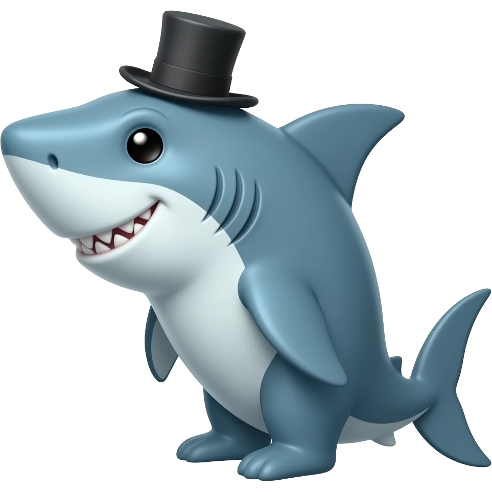Shark with a top hat emoji