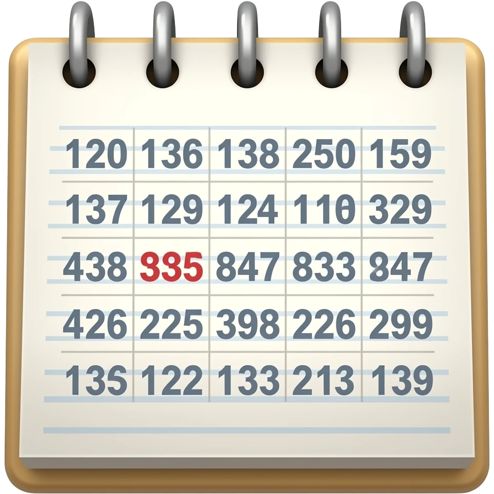 Calculated numbers, notes in notebook emoji