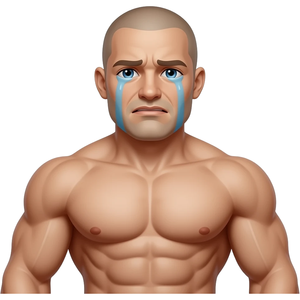 Suppermogged crying face veiny muscular emoji