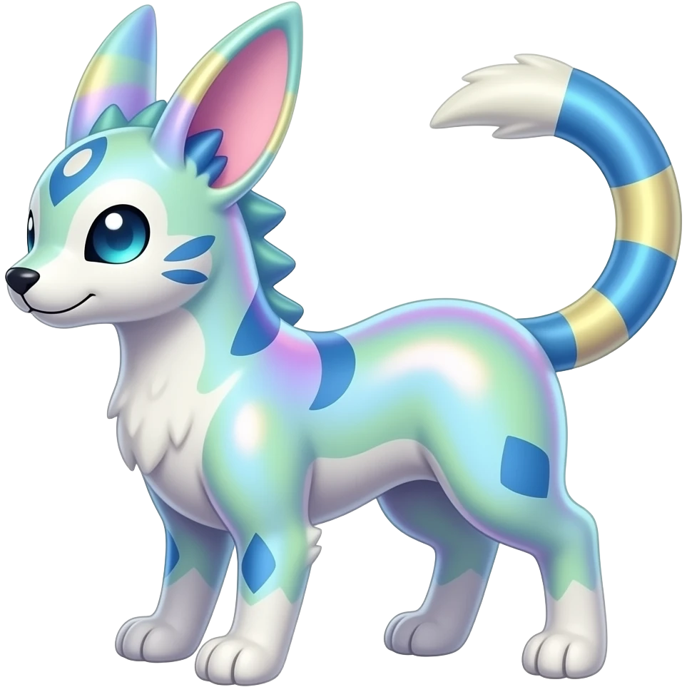 Pastel colorful shiny smooth glossy epic patterned digitigrade quadrupedal Luxray-Manectric-Sprigatito-Shaymin-Shinx-Fakémon-hybrid emoji