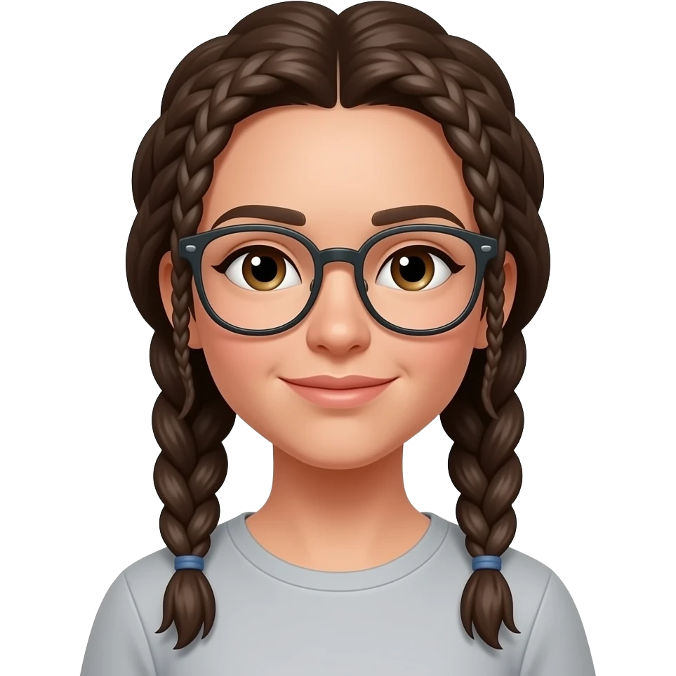 Piel blanca trenzas sueltas y sin lentes emoji
