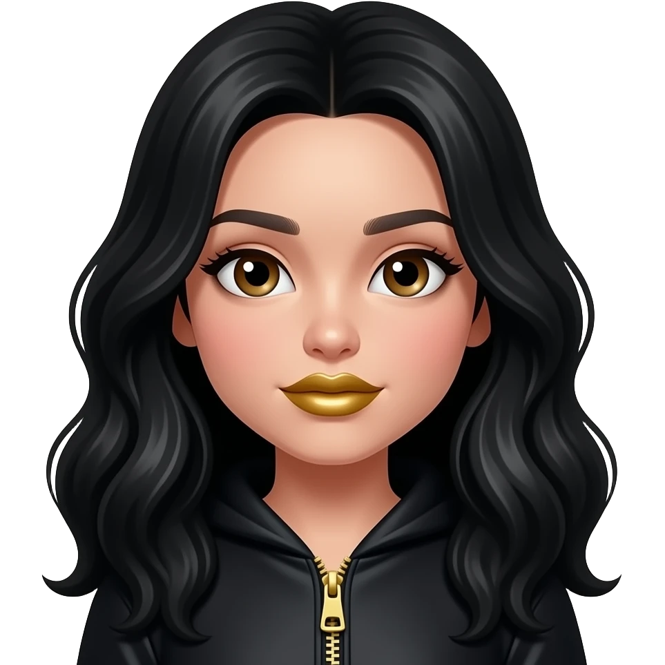 Show this emoji - 🤐lip  golden zip lock ..  Girl with long black wavy hair emoji