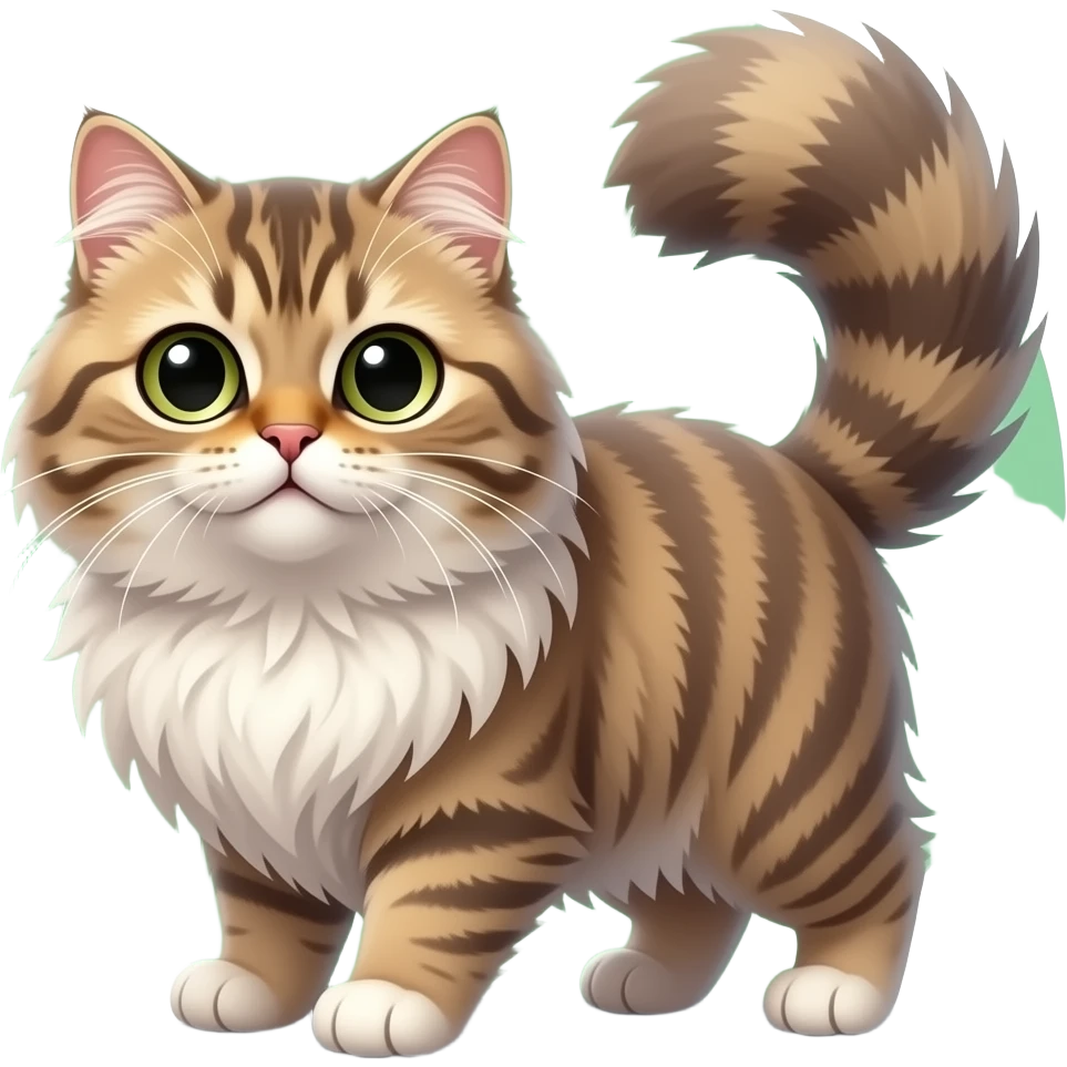 گربه پرشین گوگولی پشمالو در فضای سبز emoji