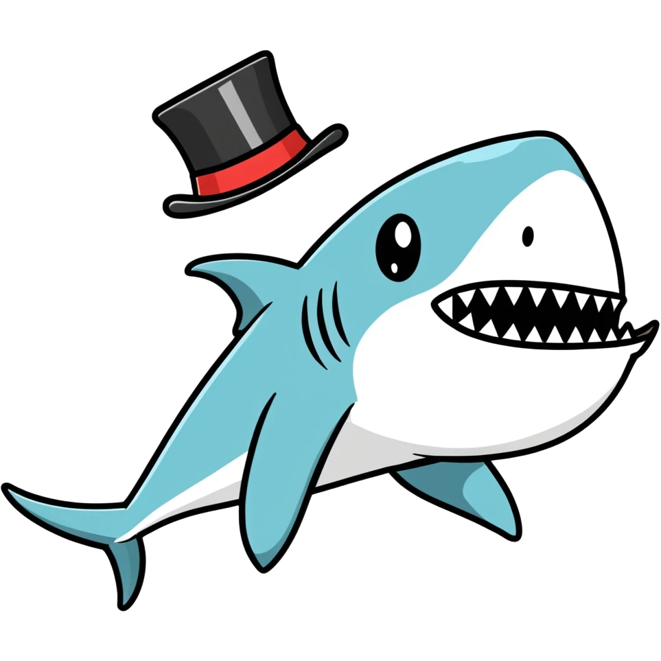 Shark with a top hat emoji