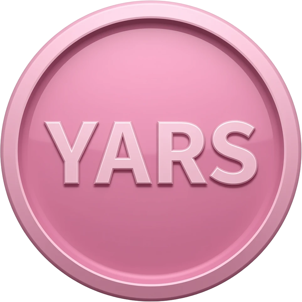 розовая монета в середине её надпись "YARS" emoji