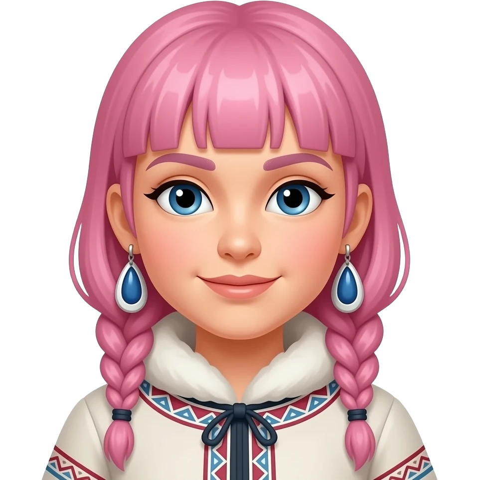 eskimo girl with pink hair and big earrings emoji