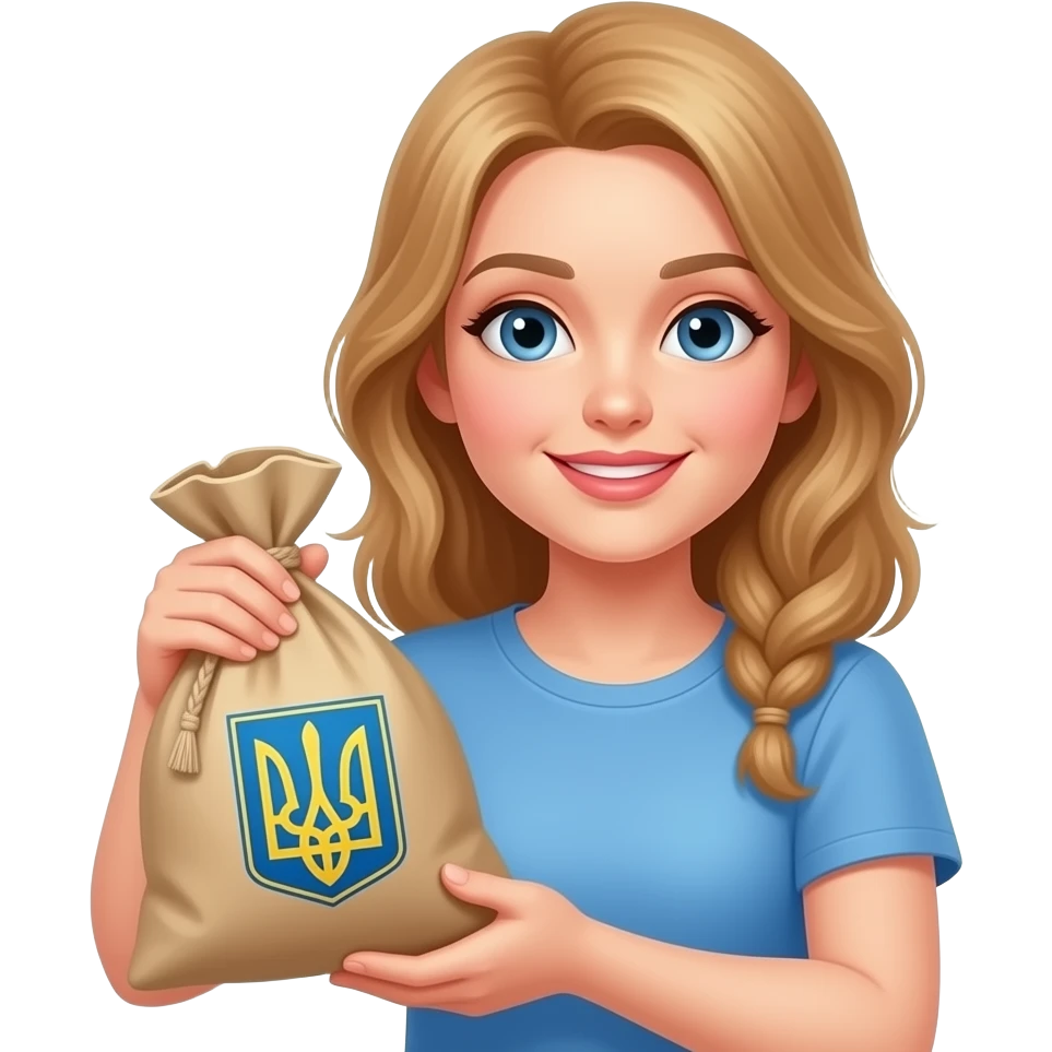 Ukrainian woman with a pack of hryvnias emoji