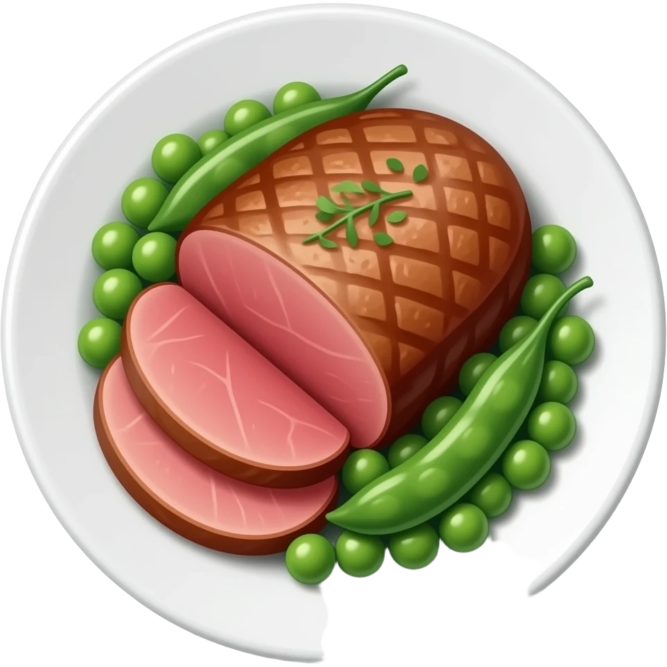 plato de carne roja con guisantes emoji