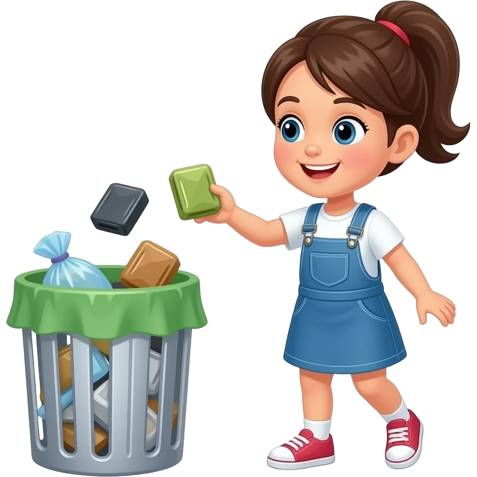 ময়লা ডাস্টবিনে ফেলি। (মেয়ে বাচ্ছার ছবি) emoji