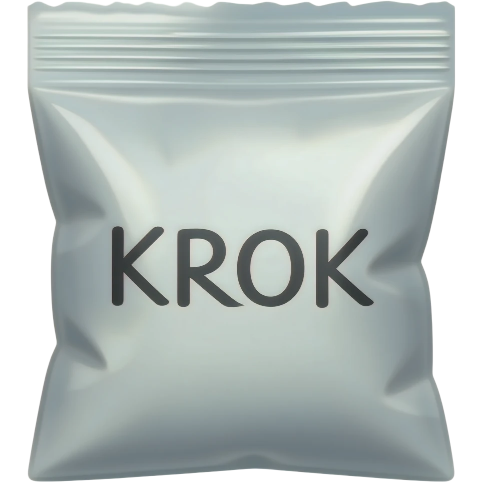 plastic drug baggy with the word KROK written on it emoji