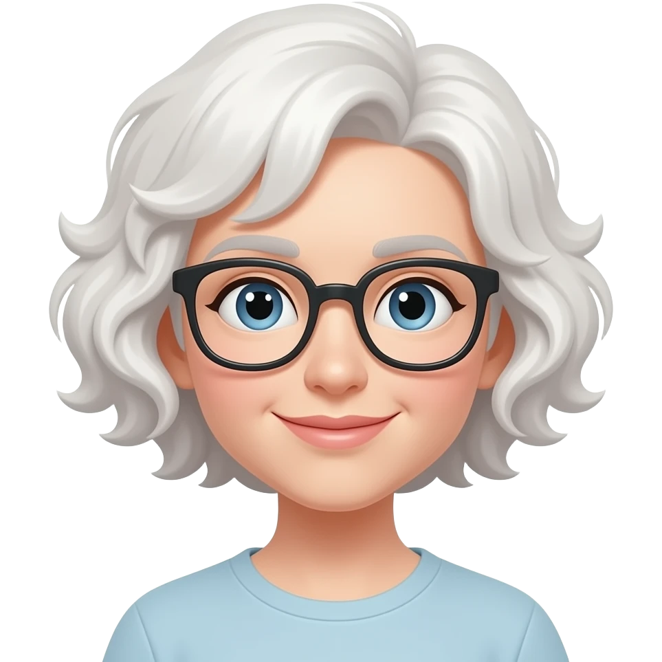 Белые короткие кудряшки белая кожа и с очками emoji
