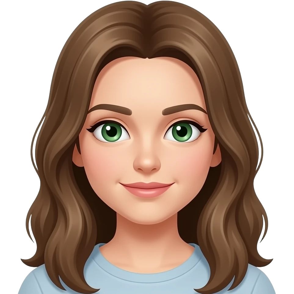 cheveux brun pale long   yeux vert emoji