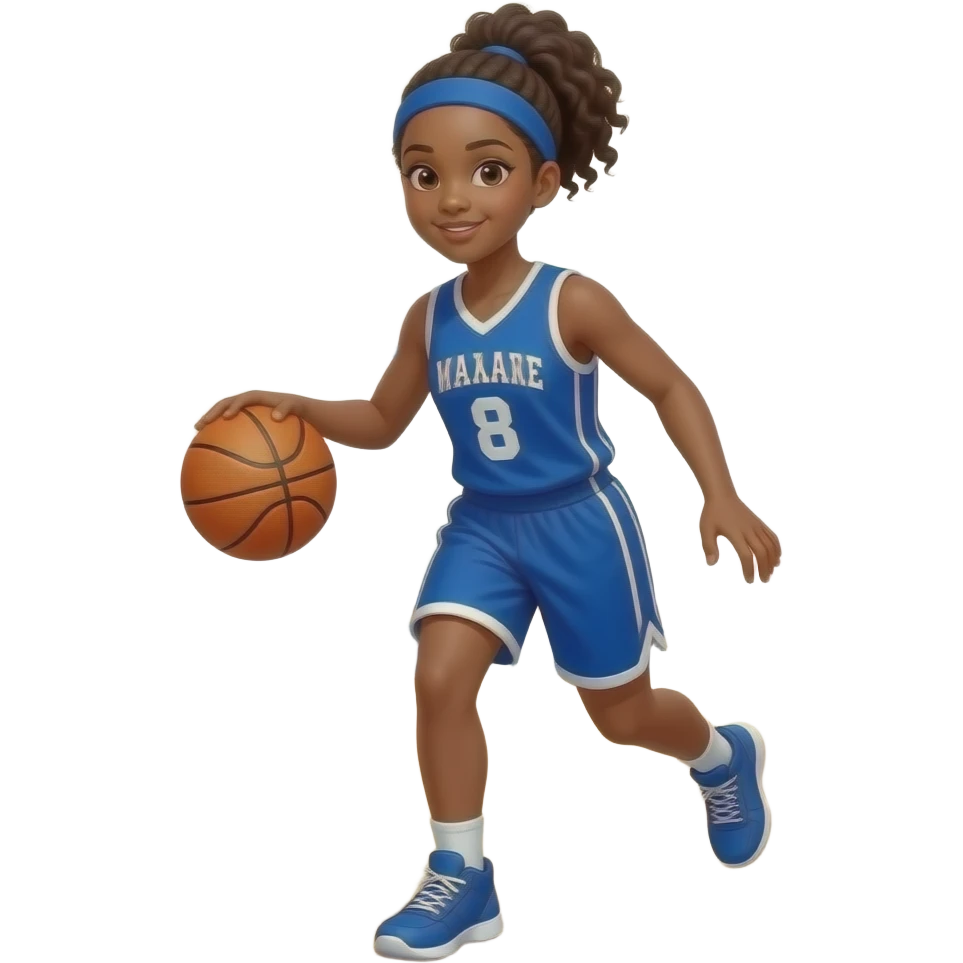black skin girl basketball player portrait emoji