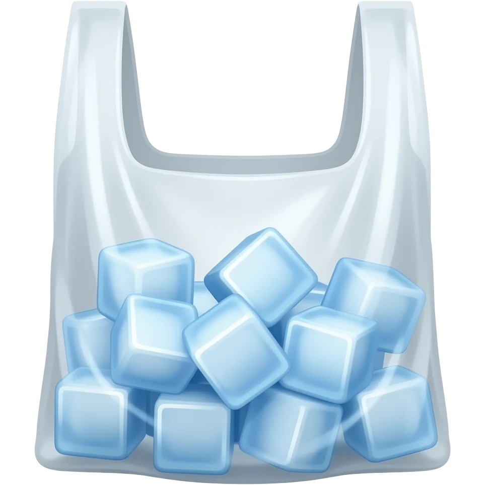 ice cubes in a pack/plastic see through shopping bag emoji
