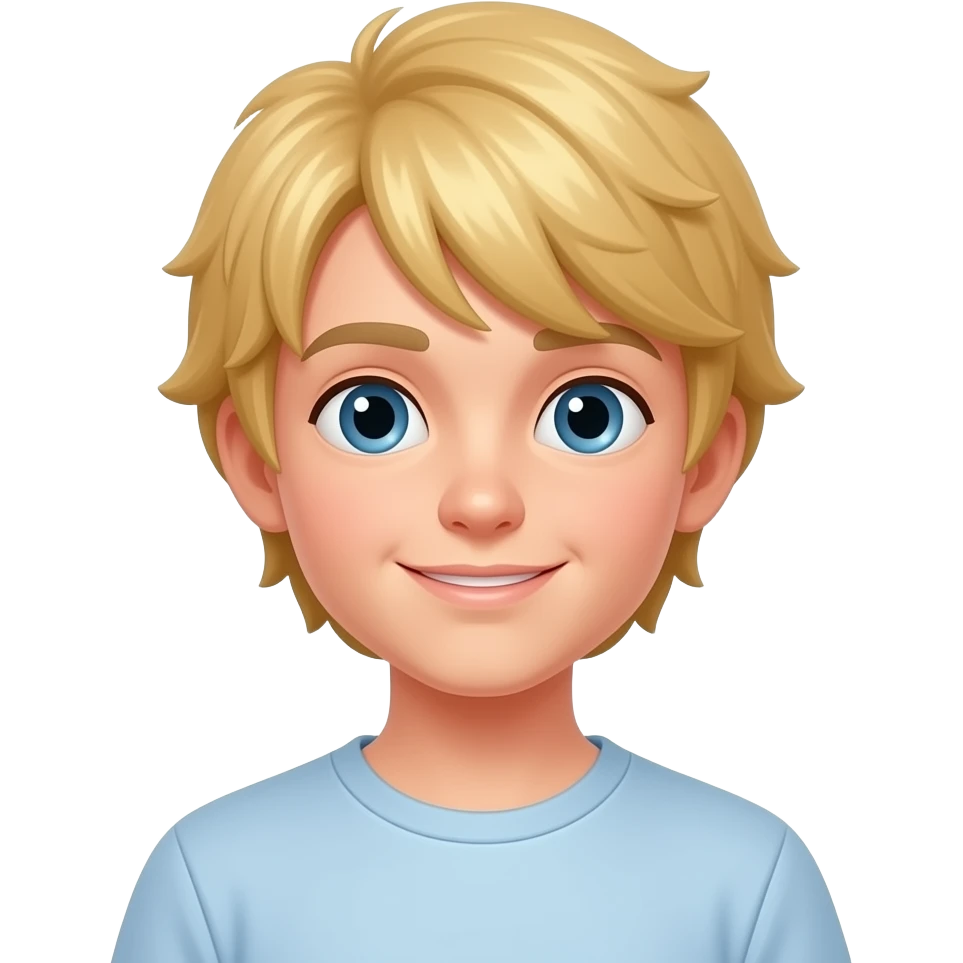 Blonde boy with front short hair, long back hair emoji