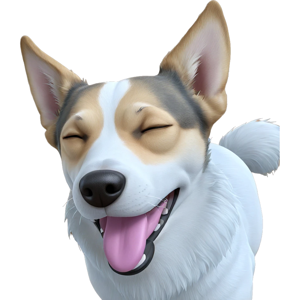 playful dog with closed eyes emoji