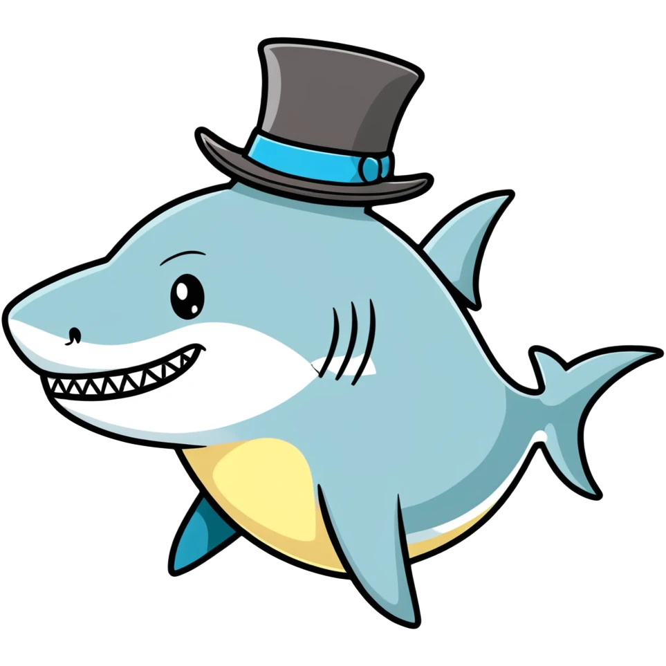 Shark with a top hat emoji