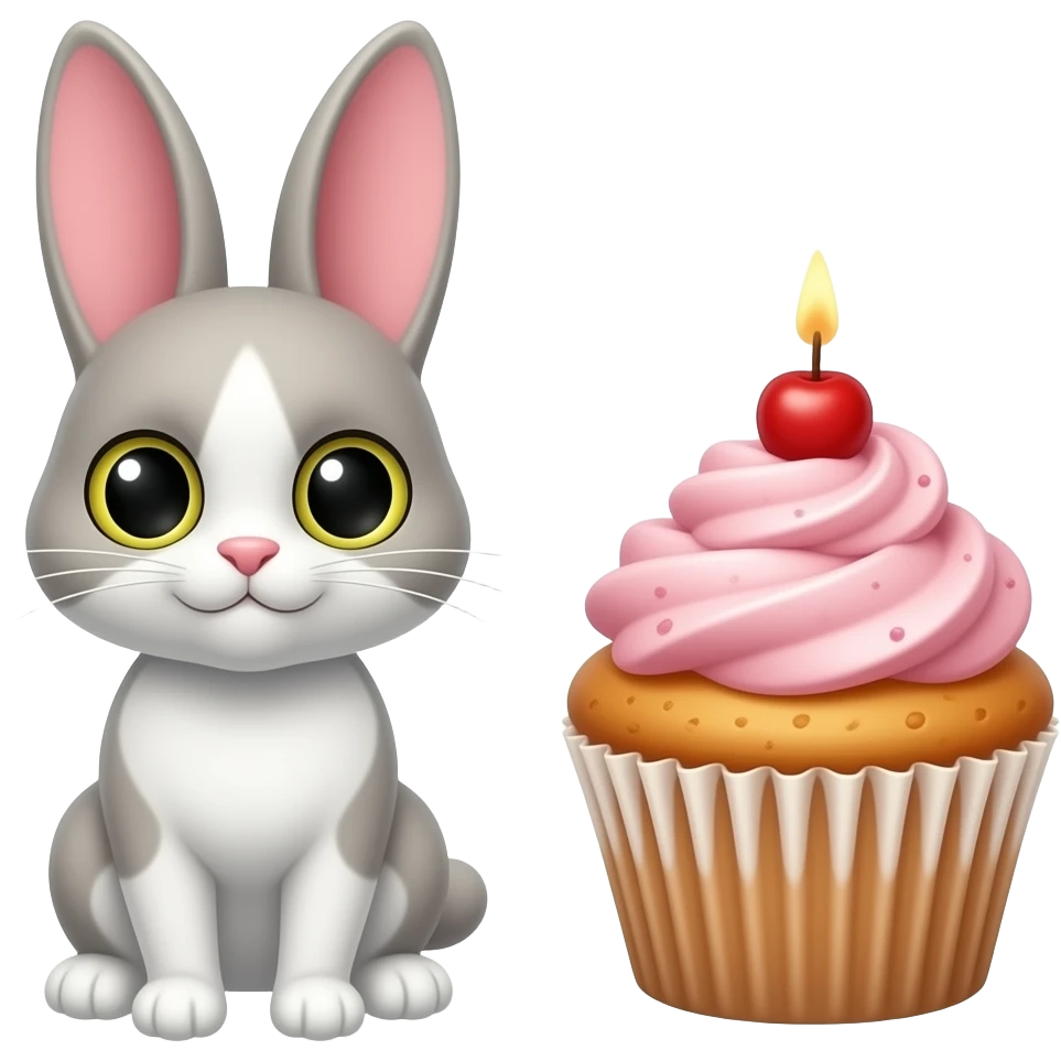 BunnyCat + cupcake emoji