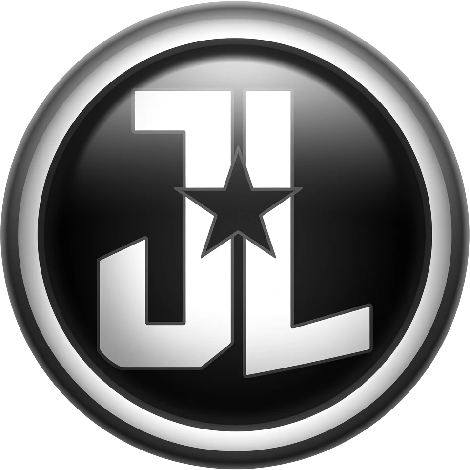 Justice League logo "JL" in black and white emoji