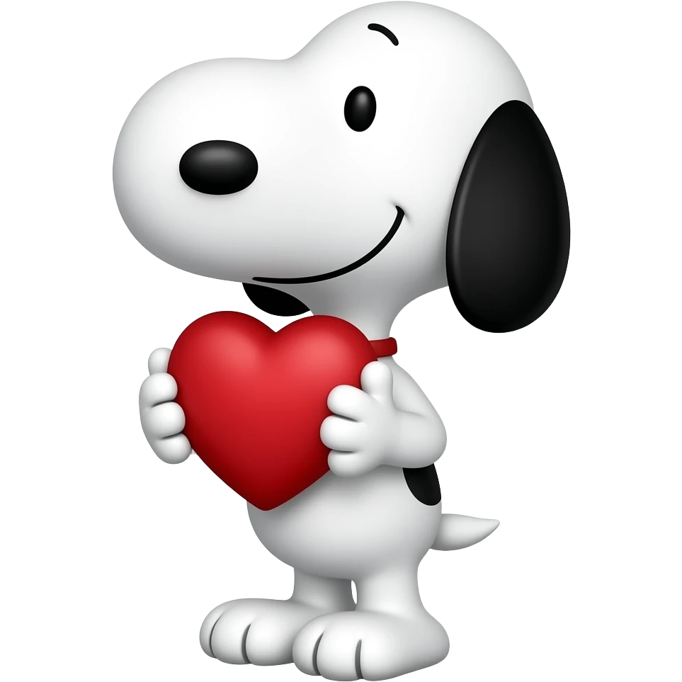 snoopy holding a heart emoji