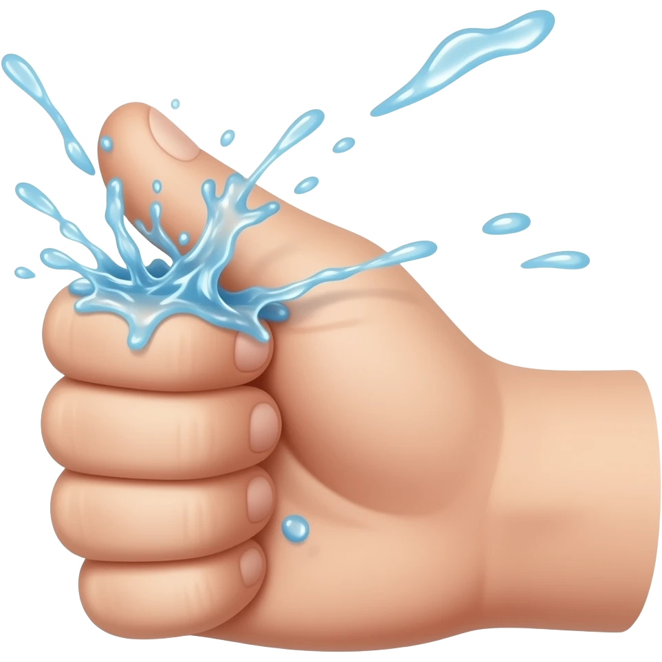 Closed fist with water coming out where the thumb is emoji