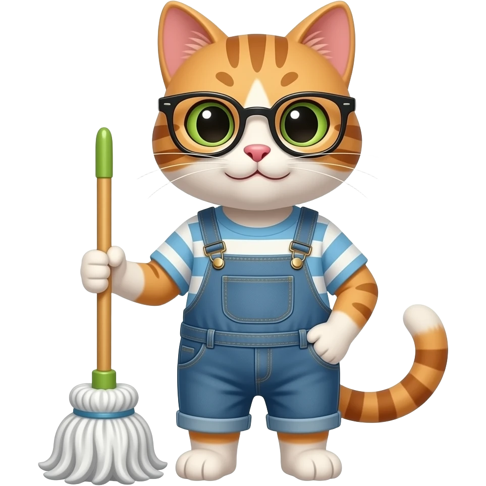 Cat with a mop

Cat wearing glasses emoji