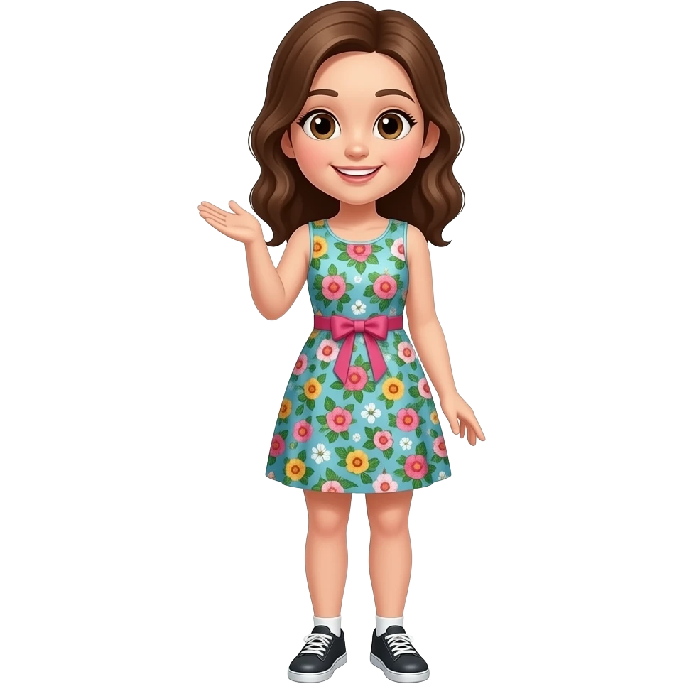 a girl with dress talking full body emoji