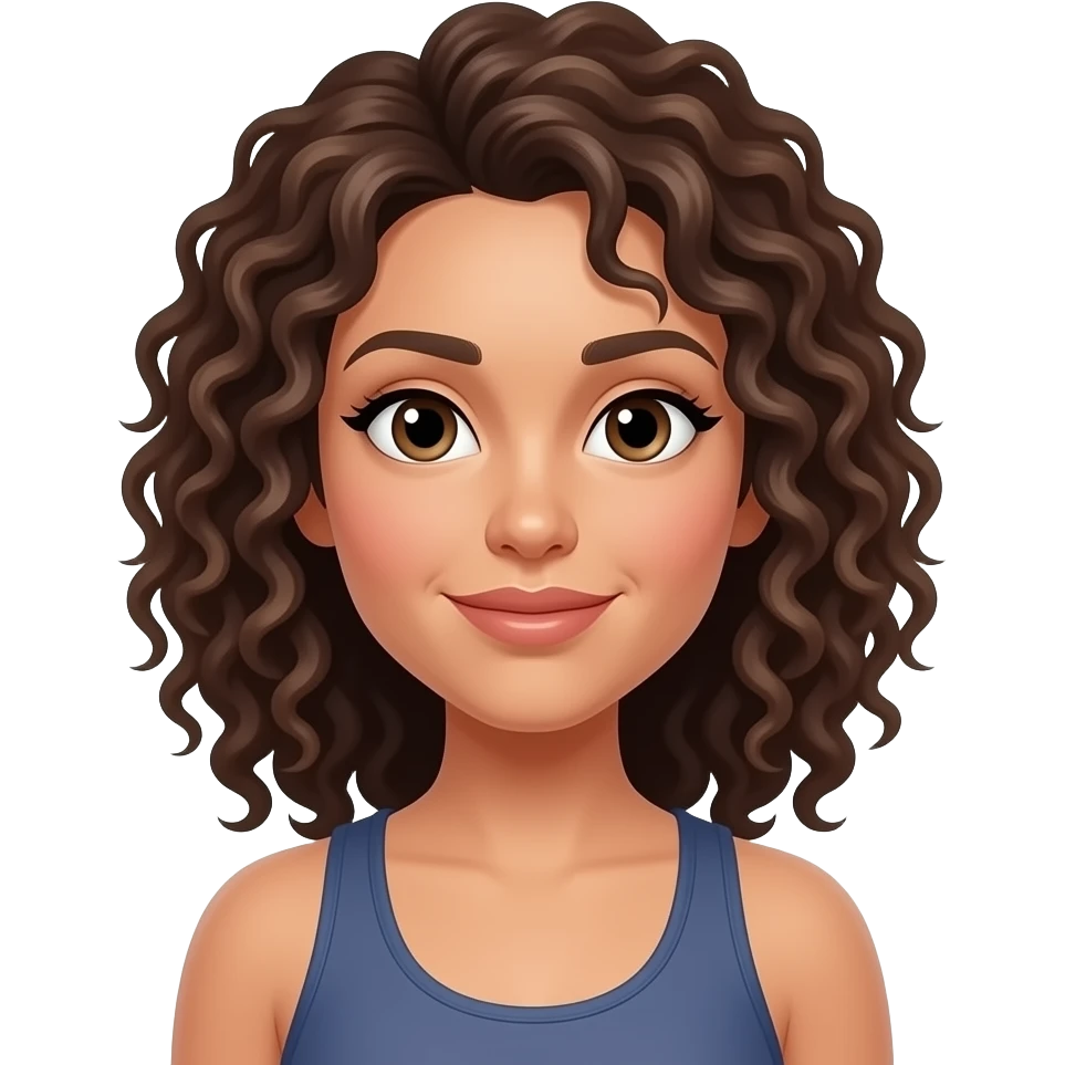 Mulher na academia mora cabelo cacheado solto emoji