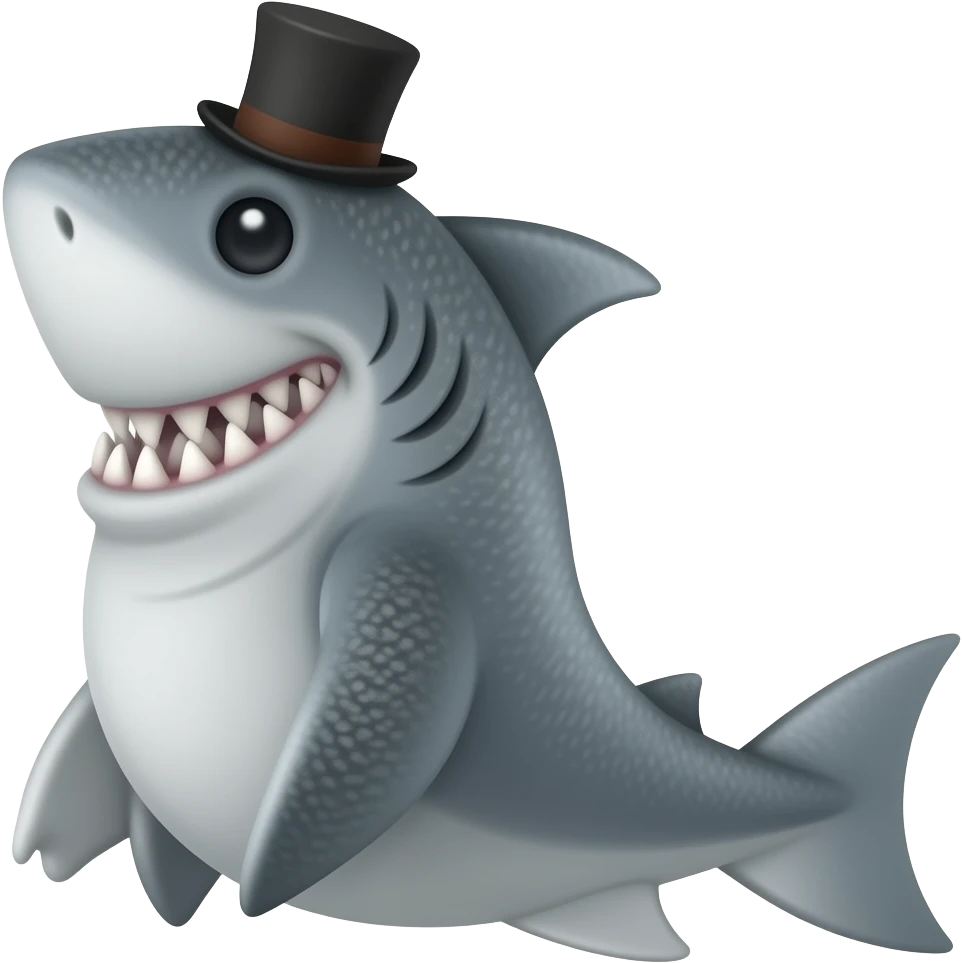 Shark with a top hat emoji