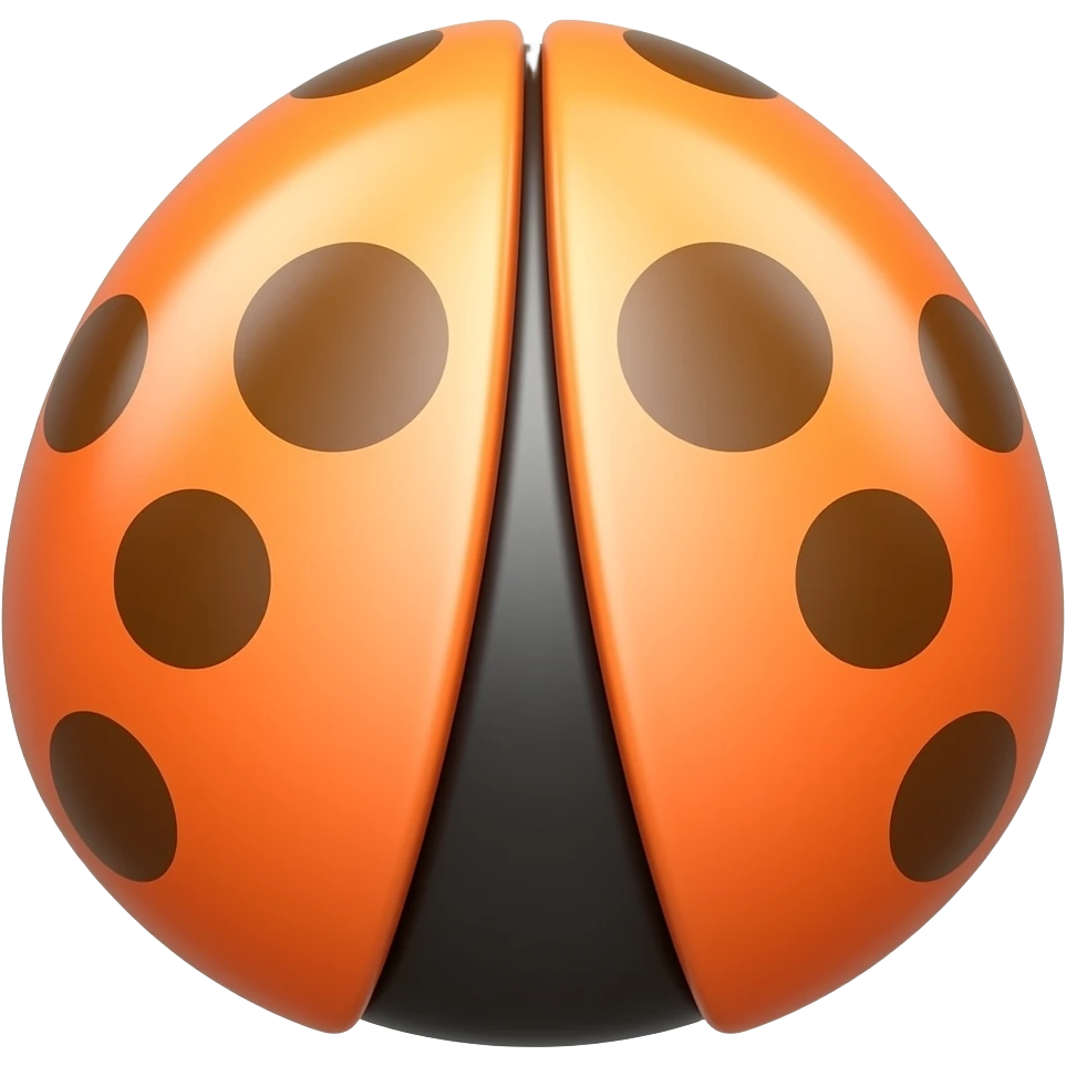 Orange ladybug shell with no arms or legs no eye arch shaped emoji