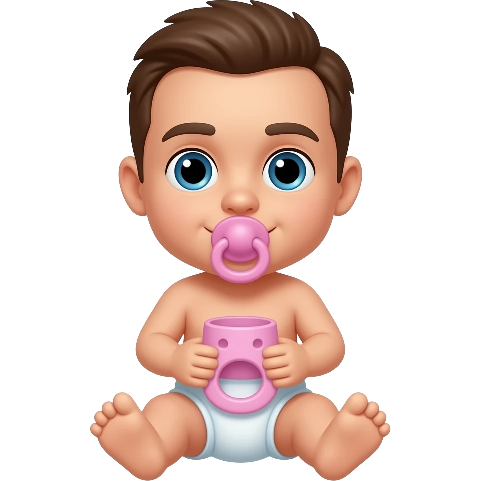 Man with pink dummy and diaper emoji