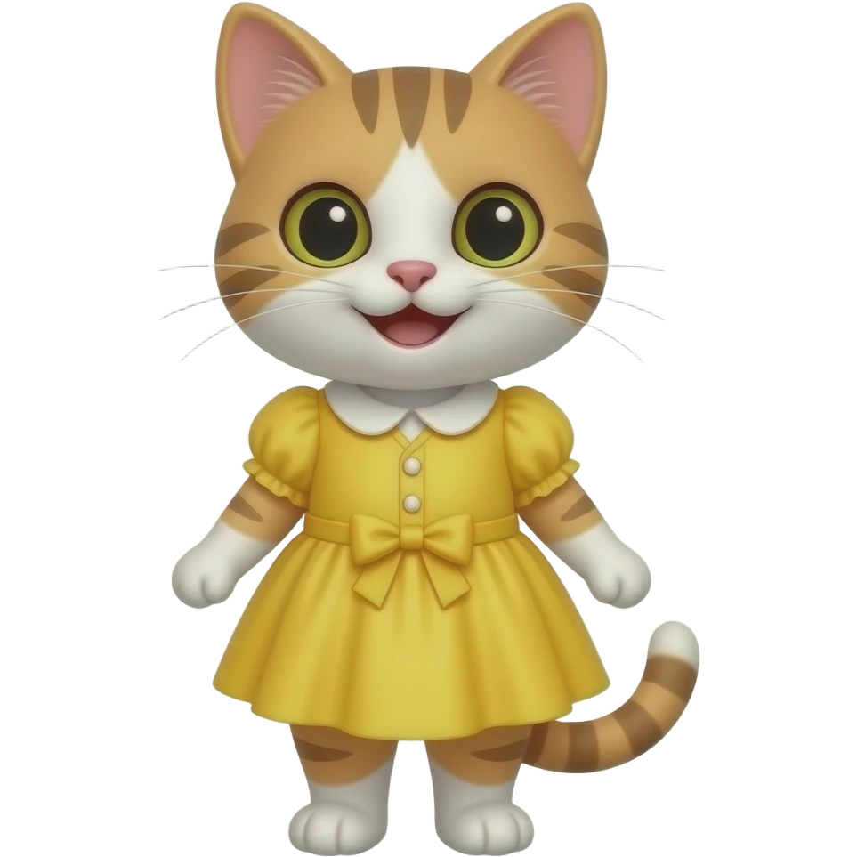 yellow dress smile kitty emoji