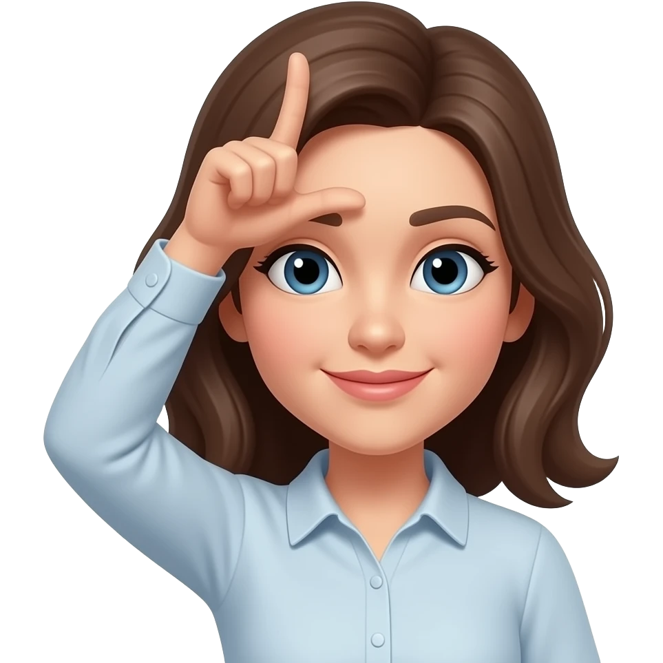 Woman making L fingers on forehead Left side emoji