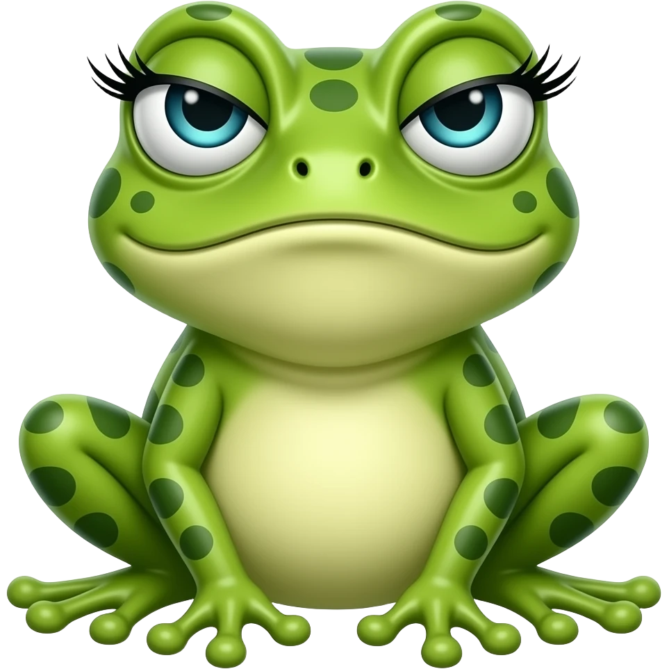 Frog with eyelashes judgmental look sassy emoji