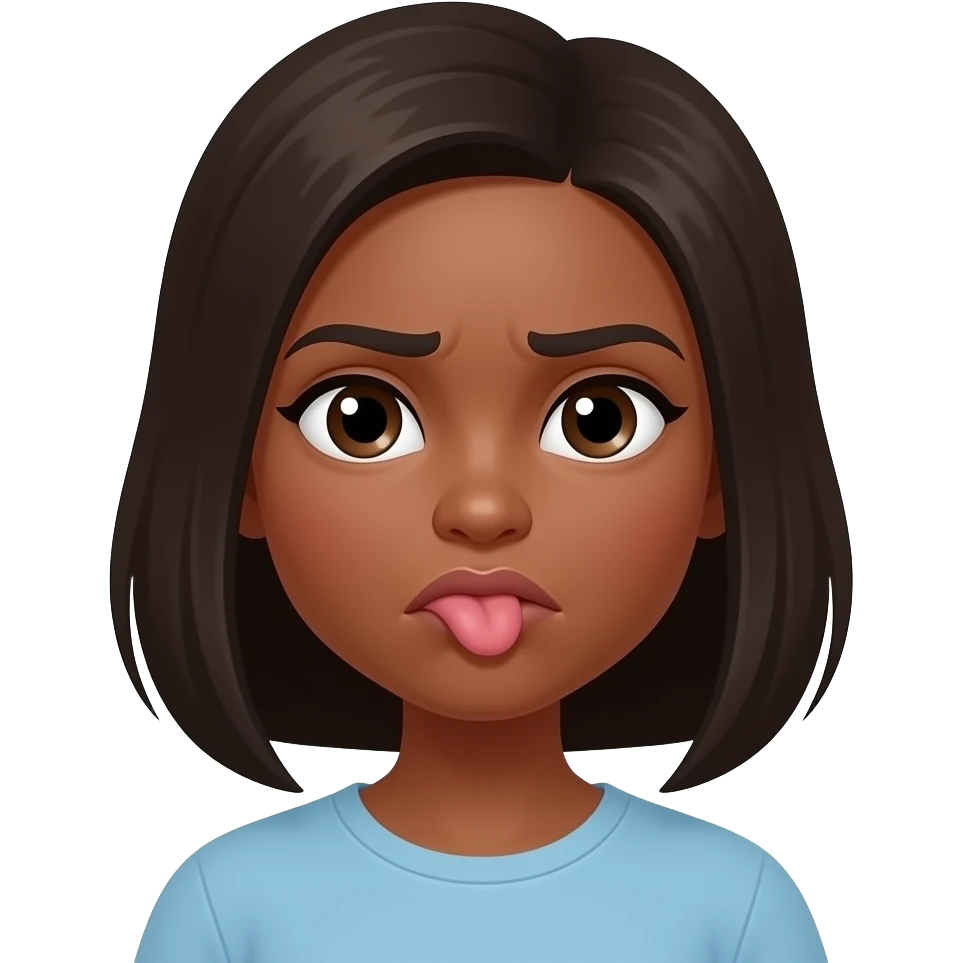 Stank face make one side of lip up in disgust make it a brown skin girl don’t add a tongue emoji